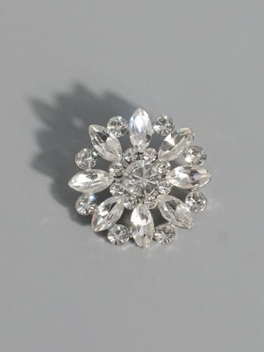 4 Stück/Beutel mit luxuriösen, ausgehöhlten Strasssteinen in Blumenform, Metallknöpfe, für Kleidung, Taschen, Schuhe, Hüte, Schmuckzubehör – Hellweiß – 19 mm – 4 Stück von LNHBZ