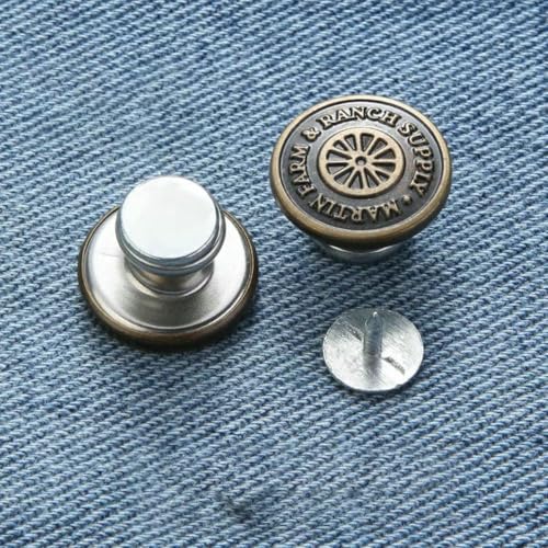 5/10 Stück Jeansknöpfe, 17 mm, Ersatz-Näh-Druckknopf-Befestigungswerkzeug, abnehmbare Jeansknöpfe ohne Nägel, für Kleidung und Hosen, Stil P-05, 10 Stück im Karton von LNHBZ