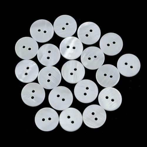 5–20 Stück/Los 9–25 mm weiße natürliche Muschelknöpfe 2/4 Löcher runde Muschel Nähzubehör für Kleidung Hemd DIY Bastelmaterialien-2 Löcher 12,5 mm 20 Stück von LNHBZ
