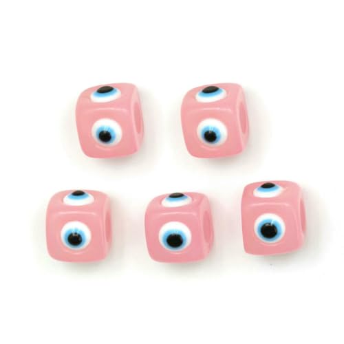 5 Stück/Los Harz quadratische lose Abstandsperlen türkische Perlen für die Schmuckherstellung DIY Halskette Armband Zubehör-Rosa von LNHBZ