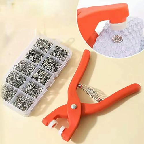 50/100 Sets Zangenwerkzeug Schnallenknöpfe Metallzange Druckknopf Fünf-Krallen-Set Ösen-Werkzeugsatz Ösensatz zum Nähen von Stoffen-100er-Set Knopfzange von LNHBZ