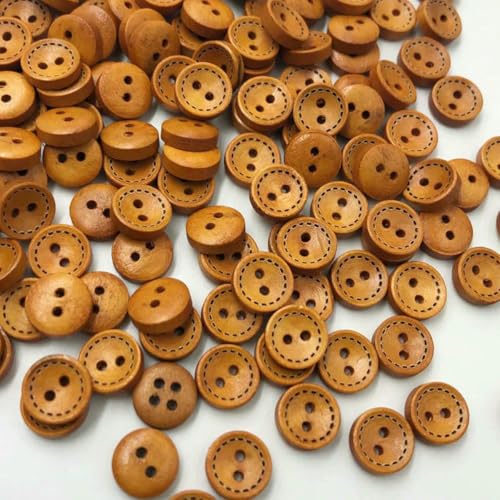 50/100 Stück 10 mm braune 2-Loch-Holzknöpfe rund zum Nähen, Scrapbooking, Basteln, WB625-100 Stück von LNHBZ