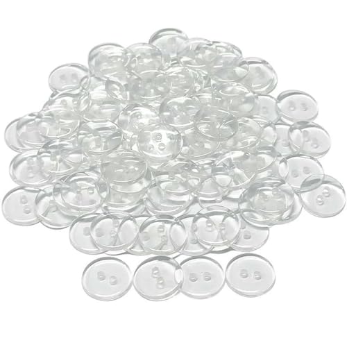 50–100 Stück transparente Knöpfe, Nähknöpfe aus Harz für Kleidung, Hemden, zwei Löcher, DIY, Basteln, Dekor, Bekleidungszubehör, transparente Knöpfe, 11,5 mm, 100 Stück von LNHBZ
