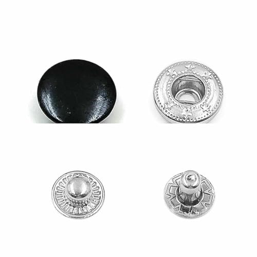 50 Sets 655/633/831 Druckknöpfe, Metalldruckknöpfe, Nähknöpfe für DIY-Kleidung, Kleidersäcke, Schuhe, Lederhandwerk, Schwarz, 20 mm (831) von LNHBZ