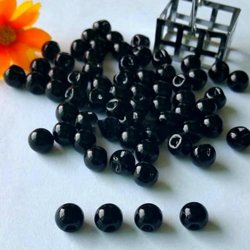 50 Stück/Los, 8 mm, seitliches Loch, Perlmuttknöpfe zum Nähen von Bastelkleidung, schwarz, DIY-Nähauge, Puppen-/Spielzeugauge.-8 mm von LNHBZ