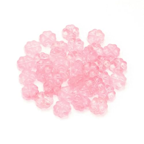 50 Stück/Los 10 mm farbige Perlen in Vierblattform zur Schmuckherstellung, lose Abstandshalter-Glasperlen, DIY-Armband, Halskette, Rosa von LNHBZ