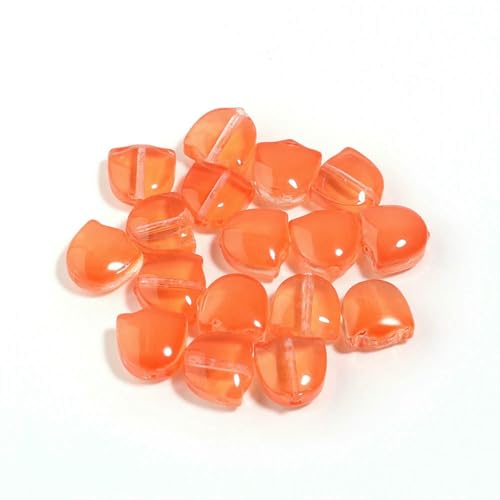 50 Stück/Los Tulpenblumen Lampwork-Perlen Blattglasfarbe Lose Perlen für die Schmuckherstellung DIY Armbänder Halskette Ohrringzubehör-Orange von LNHBZ
