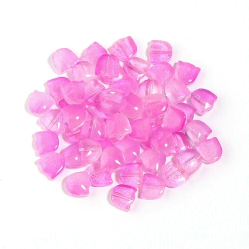 50 Stück/Los Tulpenblumen Lampwork-Perlen Blattglasfarbe Lose Perlen für die Schmuckherstellung DIY Armbänder Halskette Ohrringzubehör-Pink von LNHBZ