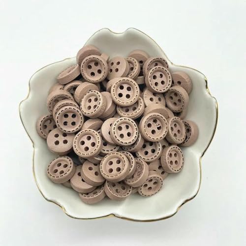 50 Stück 10 mm 4-Loch Mini-Farbknöpfe für Kinder, Holzknöpfe, Kleidung, Hochzeitsdekoration, Nähzubehör-10 von LNHBZ