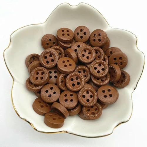 50 Stück 10 mm 4-Loch Mini-Farbknöpfe für Kinder, Holzknöpfe, Kleidung, Hochzeitsdekoration, Nähzubehör-13 von LNHBZ