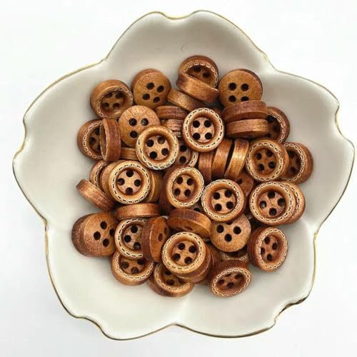 50 Stück 10 mm 4-Loch Mini-Farbknöpfe für Kinder, Holzknöpfe, Kleidung, Hochzeitsdekoration, Nähzubehör-56 von LNHBZ