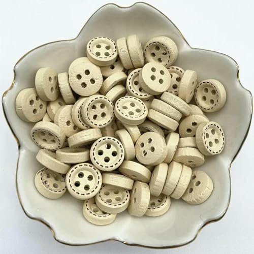 50 Stück 10 mm 4-Loch Mini-Farbknöpfe für Kinder, Holzknöpfe, Kleidung, Hochzeitsdekoration, Nähzubehör-57 von LNHBZ