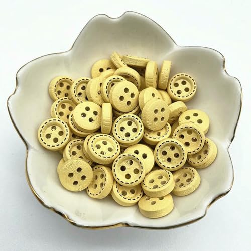 50 Stück 10 mm 4 Löcher Mini-Farbknöpfe für Kinder, Holzknöpfe, Kleidung, Hochzeitsdekoration, Nähzubehör-60 von LNHBZ