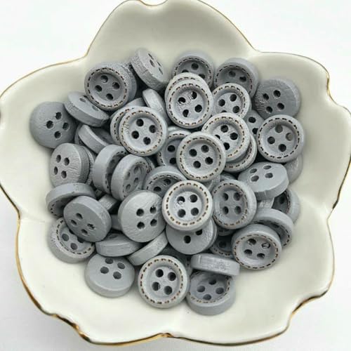 50 Stück 10 mm 4 Löcher Mini-Farbknöpfe für Kinder, Holzknöpfe, Kleidung, Hochzeitsdekoration, Nähzubehör-61 von LNHBZ
