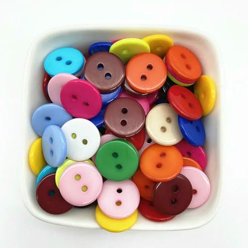 50 Stück 12,5 mm Farben Doppelaugen-Brotknopf Runde Harz-Nähknöpfe DIY Scrapbooking Mehrfarbig-20–12,5 mm (50 Stück) von LNHBZ
