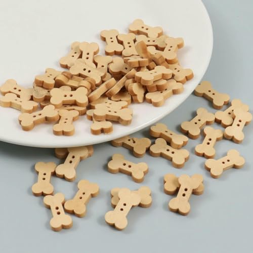 50 Stück 2 Löcher Naturfarbe Schmetterling Tier Blume Holzknöpfe für Handarbeiten Basteln Scrapbooking DIY Nähzubehör-Knochen-50 Stück von LNHBZ