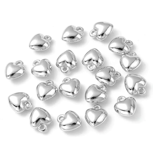 50 Stück 6–18 mm goldfarbene Herzanhänger CCB-Abstandshalterperlen zur Herstellung von Armbändern, Ohrringen, Halsketten, Anhängern, DIY-Schmuck, weiß k, 15 x 17 mm von LNHBZ