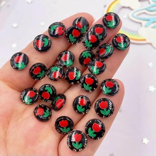 50 Stück Harz, niedlich, bunt, 10 mm, rund, Tulpen, Blumen, Kristall, Edelstein, flache Rückseite, Strass-Applikation, DIY-Knöpfe, Sammelalbum für Nagelkunst, 4 50 Stück Harz, niedlich, bunt, 10 mm, rund, Tulpen, Blumen, Kristall, Edelstein, flache Rückseite, Strass-Applikation, DIY-Knöpfe, Sammelalbum für Nagelkunst, 4 von LNHBZ