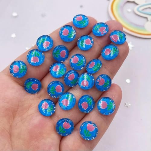 50 Stück Harz, niedlich, bunt, 10 mm, runde Tulpen, Blumen, Kristall, Edelstein, flache Rückseite, Strass-Applikation, DIY-Knöpfe, Sammelalbum für Nagelkunst, 12 50 Stück Harz, niedlich, bunt, 10 mm, runde Tulpen, Blumen, Kristall, Edelstein, flache Rückseite, Strass-Applikation, DIY-Knöpfe, Sammelalbum für Nagelkunst, 12 von LNHBZ