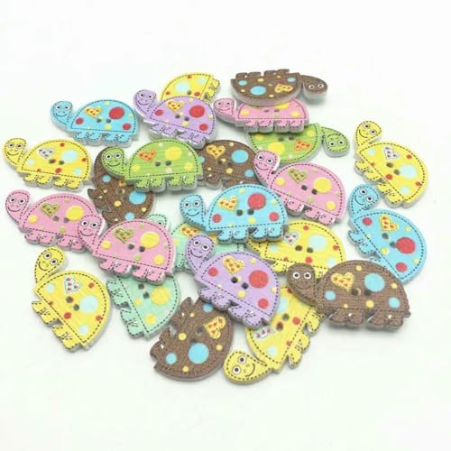 50 Stück natürliche Holzknöpfe mit 2 Löchern, Schmetterlingsblumen, Scrapbooking, Basteln, Nähzubehör, Dekorationen, 28 x 16 mm, Türkis von LNHBZ