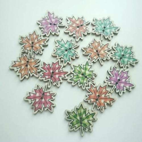 50 Stück natürliche Holzknöpfe mit 2 Löchern, Schmetterlingsblumen, Scrapbooking, Basteln, Nähzubehör, Dekorationen, Ahorn, 25 mm von LNHBZ