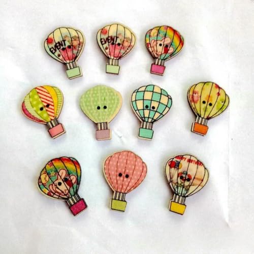 50 Stück natürliche Holzknöpfe mit 2 Löchern, Schmetterlingsblumen, Scrapbooking, Basteln, Nähzubehör, Dekorationen, Ballon, 30 mm von LNHBZ