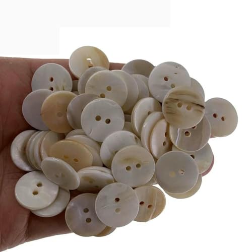50 Stück natürliche Perlmutt-Knöpfe, rund, zum Nähen von Damenbekleidung, Muschelknöpfe, Bekleidungszubehör, 1,0 1,5 2,0 cm – 1,8 cm von LNHBZ