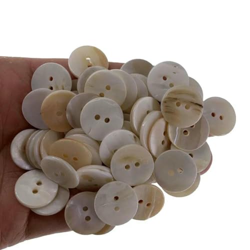 50 Stück natürliche Perlmutt-Knöpfe, rund, zum Nähen von Damenbekleidung, Muschelknöpfe, Bekleidungszubehör, 1,0 1,5 2,0 cm – 1,8 cm von LNHBZ