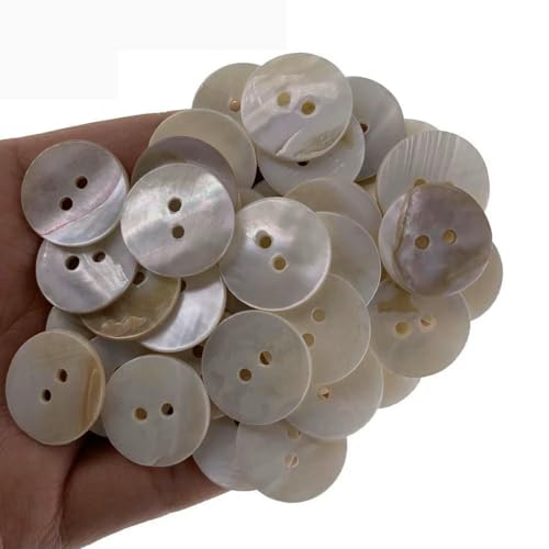 50 Stück natürliche Perlmutt-Knöpfe, rund, zum Nähen von Damenbekleidung, Muschelknöpfe, Bekleidungszubehör, 1,0 1,5 2,0 cm – 2,0 cm von LNHBZ
