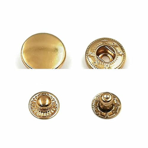 50er-Set Druckknöpfe, Metalldruckknöpfe, Druckknopfnieten, optionales Installationswerkzeug-Set für Lederhandwerk, Kleidung, Kleidersäcke, Schuhe, Gold, kein Werkzeug, 17 mm (831) von LNHBZ