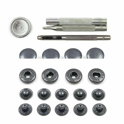 50er-Set Druckknöpfe, Metalldruckknöpfe, optionales Installationswerkzeug-Set für Lederwaren, Kleidung, Kleidersäcke, Schuhe, Schwarznickel-Set, 20 mm (831) von LNHBZ