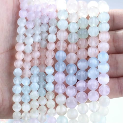 5A Natürlicher Selenitstein, fast rund, lose Edelsteinperlen, 6, 8, 10 mm, Größe zur Auswahl, Armband, Halskette, Zubehör – Heller Selenit, 10–10,5 mm (35–37 Stück) von LNHBZ