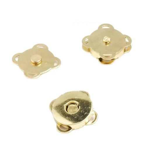 5er-Set Metall-Druckknopf, Magnetverschluss, Schnalle für Kleidung, Tasche, DIY, Basteln, Nähzubehör, 10 mm, 15 mm, 18 mm – 18,5 mm, golden von LNHBZ