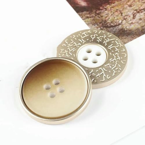 6 Stück Harzknöpfe mit 4 Löchern, Nähzubehör, Größe komplett für Kleidung, dekorative Metallknöpfe, handgefertigt, DIY, Braun, 15 mm von LNHBZ