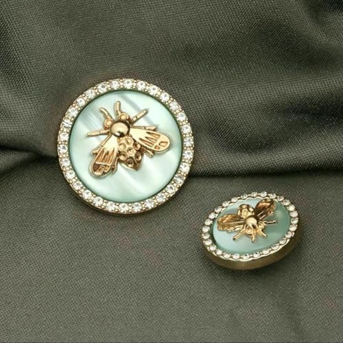 6 Stück Metallknöpfe mit goldenem Bienendekor und Strasssteinen, Diamanten für Kleidung, Luxusmantel, Strickjacke, Pullover, Nähen, Handarbeiten, Zubehör, Blau, 18 mm 6 Stück Metallknöpfe mit goldenem Bienendekor und Strasssteinen, Diamanten für Kleidung, Luxusmantel, Strickjacke, Pullover, Nähen, Handarbeiten, Zubehör, Blau, 18 mm von LNHBZ