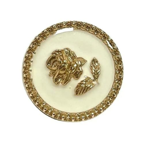 6 Stück runde Blumenform Metall Luxusmarke Nähknöpfe Kleidungszubehör Handgefertigte DIY-Materialdekoration Gold Schwarz Blau-Nr. 24–25 mm von LNHBZ