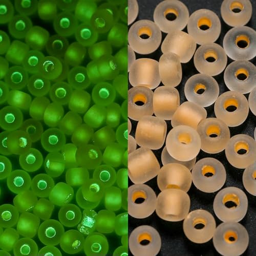 600 Stück 3,0 mm leuchtende Glasperlen, im Dunkeln leuchtend, lose Abstandsperlen zum Selbermachen von Schmuck, Markierungen, Halsketten, Armbändern, Zubehör – Orangegelb – 3,0 mm x 600 Stück von LNHBZ