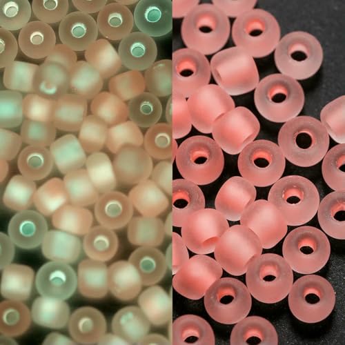 600 Stück 3,0 mm leuchtende Glasperlen, im Dunkeln leuchtend, lose Abstandsperlen zum Selbermachen von Schmuck, Markierungen, Halsketten, Armbändern, Zubehör – Rosarot – 3,0 mm x 600 Stück von LNHBZ