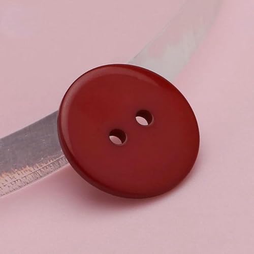 9–30 mm gemischter Knopf, Kinderkleidung, bunt, Doppelaugen-Brotknopf für DIY-Harz, Scrapbooking, Handstricken, Basteln, Großhandel, dunkelrot, 32L, 20,0 mm, 30 Stück von LNHBZ