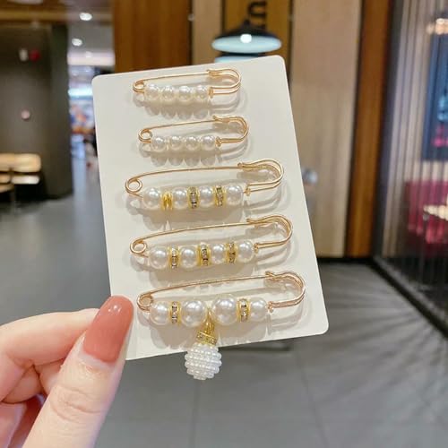 Abnehmbare Perlenbroschennadeln, Hosennadel, Dekoration, Knopfclips, Nähen, Schnallen für Jeans, Taillenverlängerung, Sicherheitsnadeln, H, 5 Stück von LNHBZ