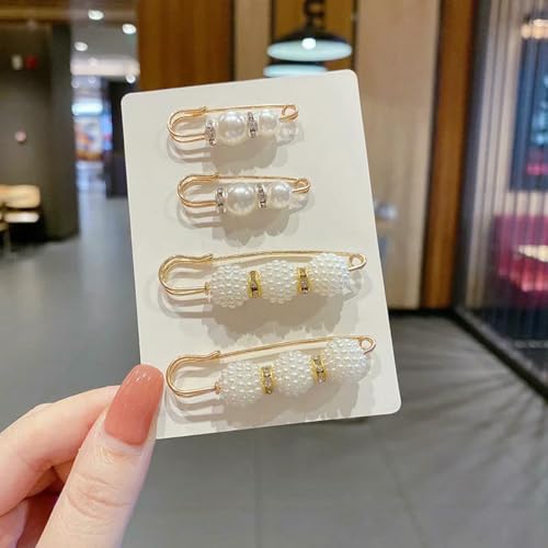 Abnehmbare Perlenbroschennadeln, Hosennadel, Dekoration, Knopfclips, Nähen, Schnallen für Jeans, Taillenverlängerung, Sicherheitsnadeln, T, 4 Stück von LNHBZ