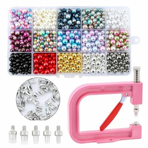 DIY Crafts Perlensetzmaschine Rosa Nietenknöpfe Bastelperlen Werkzeuge Waren für kreative Arbeitskleidung/Puppenzubehör-Rosa Perlenset A von LNHBZ