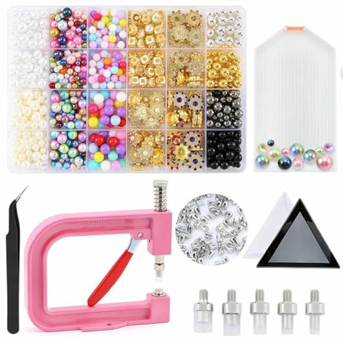 DIY Crafts Perlensetzmaschine Rosa Nietenknöpfe Bastelperlen Werkzeuge Waren für kreative Arbeitskleidung/Puppenzubehör-rosa Werkzeugset von LNHBZ