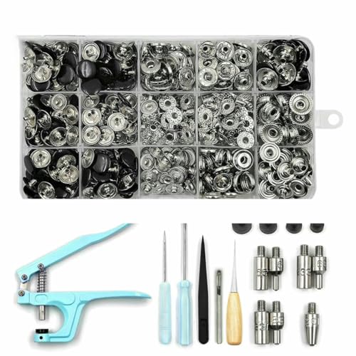Druckknopf-Set, Metall-Druckknöpfe mit Druckknopf-Montagezange für Lederhandwerk, Kleidung, Jeans, Taschen, Schuhe, SET A13 Druckknopf-Set, Metall-Druckknöpfe mit Druckknopf-Montagezange für Lederhandwerk, Kleidung, Jeans, Taschen, Schuhe, SET A13 von LNHBZ