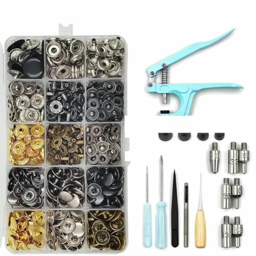 Druckknopf-Sets aus Metall mit Druckknopf-Montagezange, Formen für Kleidung, Kleidungsstücke, Jeans, Taschen, Schuhe, Lederhandwerk, gemischte Farben, Set B Druckknopf-Sets aus Metall mit Druckknopf-Montagezange, Formen für Kleidung, Kleidungsstücke, Jeans, Taschen, Schuhe, Lederhandwerk, gemischte Farben, Set B von LNHBZ