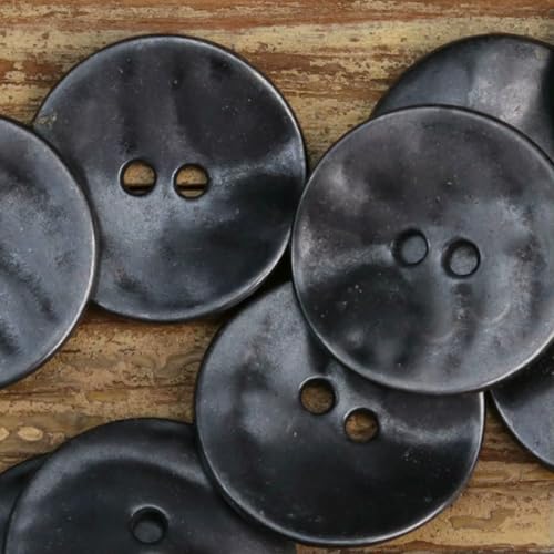 Dünne Metallknöpfe mit zwei Löchern für Kleidung, neue runde Herrenjacken, Pullover, Strick-Vintage-Accessoires, Gold, Silber, Schwarz, Antikschwarz, 11,5 mm (10 Stück) von LNHBZ