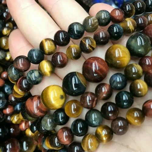 Farbe Tigerauge Blitz Naturstein 4–14,0 mm Perlen Runde lose Space Bead für Schmuckherstellung DIY Charm Armbänder Halskette -8 mm von LNHBZ