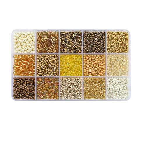 Glasperlen-Set in 15 Farben zur Herstellung von Armbändern, lose Abstandsperlen mit Aufbewahrungsbox, Röhrenperlen-Set für DIY-Bastelkettenanhänger-09 von LNHBZ