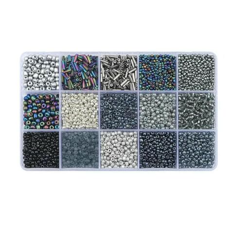 Glasperlen-Set in 15 Farben zur Herstellung von Armbändern, lose Abstandsperlen mit Aufbewahrungsbox, Röhrenperlen-Set zum Selbermachen von Halskettenanhängern, 10 Glasperlen-Set in 15 Farben zur Herstellung von Armbändern, lose Abstandsperlen mit Aufbewahrungsbox, Röhrenperlen-Set zum Selbermachen von Halskettenanhängern, 10 von LNHBZ