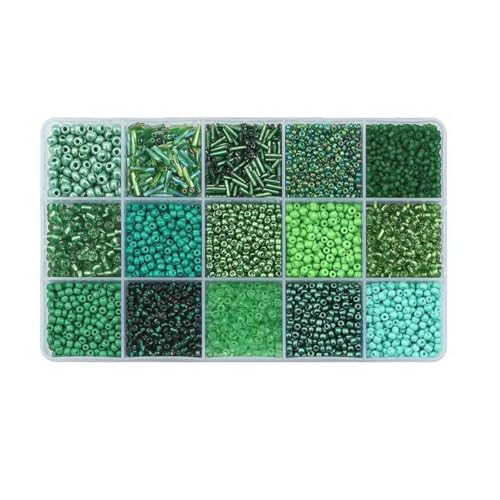 Glasperlen-Set in 15 Farben zur Herstellung von Armbändern, lose Abstandsperlen mit Aufbewahrungsbox, Röhrenperlen-Set zum Selbermachen von Halskettenanhängern, 12 Glasperlen-Set in 15 Farben zur Herstellung von Armbändern, lose Abstandsperlen mit Aufbewahrungsbox, Röhrenperlen-Set zum Selbermachen von Halskettenanhängern, 12 von LNHBZ